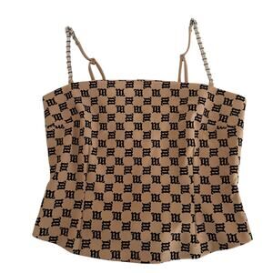 Misbhv "Lara" monogram chain-strap pink and black top size small